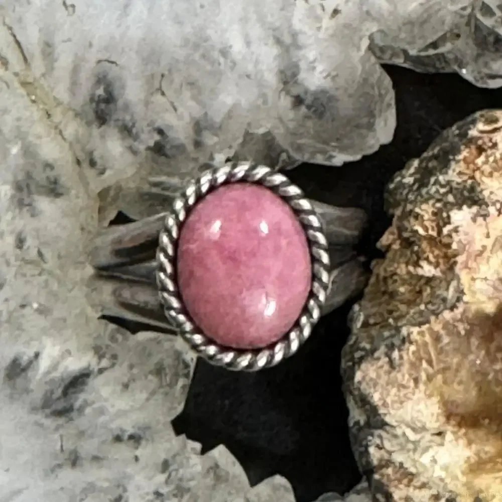Carolyn Pollack Sterling Silver Oval Rhodonite Ring Size 6 For Women